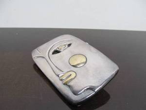 Large Signed Sterling Silver Modernist Cubism Face Brooch Pendant