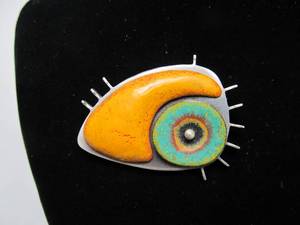 Beautiful Large Modernist Colorful Brooch Pendant
