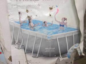 (PLT1) Prism Frame Rectangular Premium Pool Set 16 ft x 8 ft x 42 Inch - Damaged Box See Photos - As Is