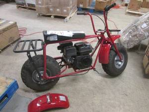 Coleman CT200U Gas Powered Trail Mini Bike - Engine Turns, Back Tire Wore, Chains Off, Back Fender Needs To Be Put Back On and TapeStickers On Seat