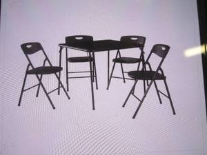 (PLT2) Cosco 5-Piece Portable Folding Card Table Set in Black