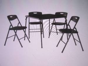 (PLT2) Cosco 5-Piece Portable Folding Card Table Set in Black