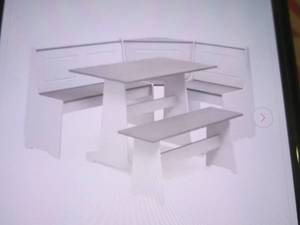 (PLT2) Linon Ardmore 3-Piece White and Grey Breakfast Nook Dining Set - 2 Boxes