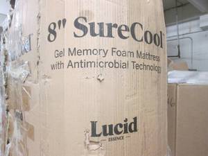 (PLT3) Lucid King Size 8 SureCool Gel Memory Foam Mattress with Antimicrobial Technology - Poorly Wrapped Up and Will Need A Little Cleaning