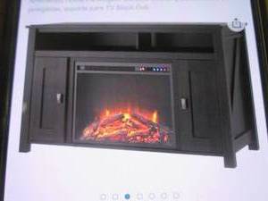 (PLT3) Ameriwood Fireplace TV Console in Black Oak