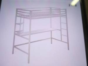 (PLT4) Novogratz Metal Twin Loft Bed with Desk and Shelves in White 4370129N