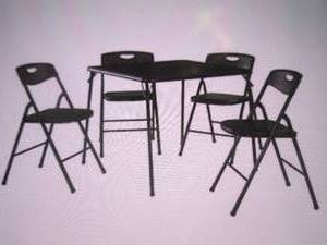 (PLT4) Cosco 5-Piece Portable Folding Card Table Set in Black