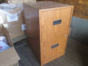 (TRK) Metal 2-Drawer Wood Grain File Cabinet