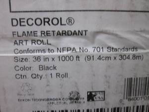 (NN) 36 x 1000 Ft Decorol Flame Retardant Art Roll in Black