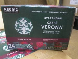 (JJ) 4 Boxes of Keurig Starbucks Caffe Verona Dark Roast Coffee K-Cup Pods 24 Per Box