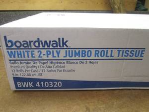 (JJ) Case of 12 White 2-Ply Jumbo Roll Tissue