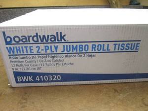 (KK) Case of 12 White 2-Ply Jumbo Roll Tissue