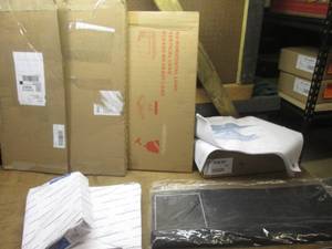 (KK) Lot of Misc - 2 Reams Printer Paper, Box of White 22x27 Stock Paper, 18x24 Cork Bullitan Board, 27 Desk Wrist Rest Etc