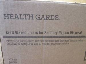 (MM) Case of 500 Kraft Waxed Liners for Sanitary Napkin Disposal