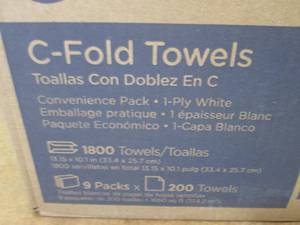 (LL) Case of 1800 C-Fold Towels 1-Ply White 9 Inner Packs of 200