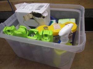 (LL) Tote with Assorted Cleaners, Wet Wipes, Napkins, Bath Tissue Etc