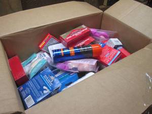 (SS) Box Full of Assorted Drug Store Shelf Pulls Including Over Counter Products