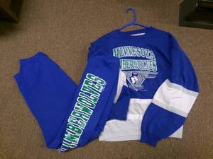 lot 48 image: pillows and vintage MN Timberwolves...