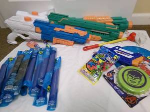 lot 77 image: misc. lot of nerf guns and cooling ...
