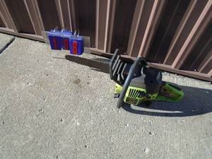 Poulan 16 chainsaw. Used condition. Tested & works. As shown.