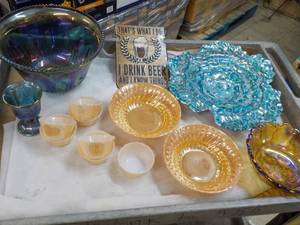 Vintage Bowls and Metal Sign...