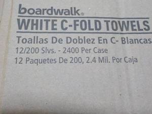 Boardwalk White C-fold Towels- 2400 White per case and partial damaged box