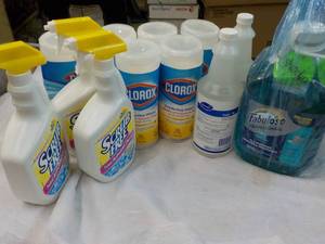 Scrub free, Clorox, Diversey and Fabuloso Cleaners