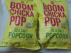 Boom Chick A Pop Sea Salt Popcorn - 2 bags past best date