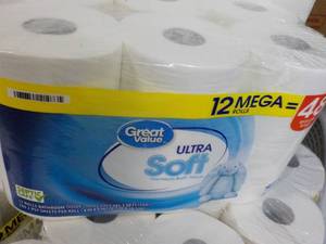 12 Mega Rolls Great Value 2 Ply Toilet Paper