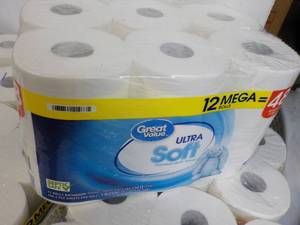 12 Mega Rolls Great Value 2 Ply Toilet Paper