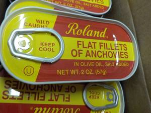 Roland Case of 100 x 2 oz Tins Flat Fillets of Anchovies Best By 08142023