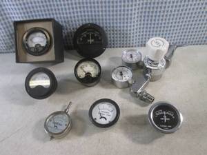 lot 79 image: (BS) Assorted Vintage Amp Meters and B.E.S.T. Regulator