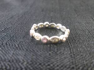 lot 101 image: (CNTR) Marked Emma & Poe 925 cz Ring with Alternating Clear and Pink Stones - Size 7.5