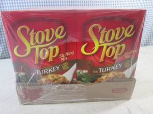 lot 166 image: (C-2) Case of 12 Boxes Stove Top Turky Stuffing Mix Past Date