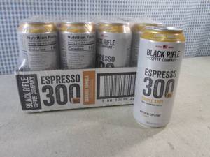 lot 175 image: (C-3) 12 Cans Black Rifle Caramel Vanilla Espresso 300 Triple Shot Columbian Coffee Best by Mar 2024