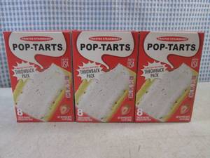 lot 197 image: (C-2) 3 Boxes Frosted Strawberry Pop-Tarts 8 per Box Best by Apr 2024