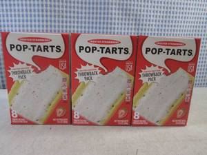lot 198 image: (C-2) 3 Boxes Frosted Strawberry Pop-Tarts 8 per Box Best by Apr 2024