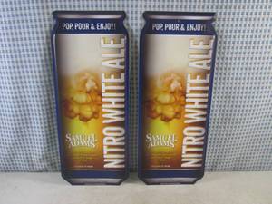 lot 231 image: (FS) 2 Samuel Adams Nitro White Ale Beer Can Tin Bar Signs New 6 14 x 15 12