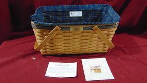 Longaberger 2003 Collectors Club Membership Basket with Fabric and Plastic Protector