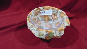 Longaberger 7 Woven Bowl with Fabric and Plastic Protector
