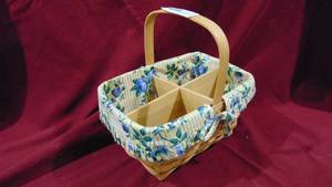 Longaberger 1996 Divided Handled Basket with Fabric Protector