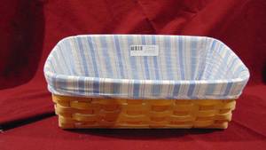 Longaberger 2001 Vanity Basket with Fabric and Plastic Protector