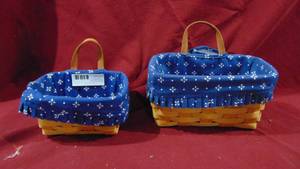 Longaberger Small 2000 and 1996 Medium Key Basket with Fabric Protector