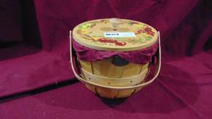 Peterboro Basket with Music box Lid with Fabric and Plastic Protector