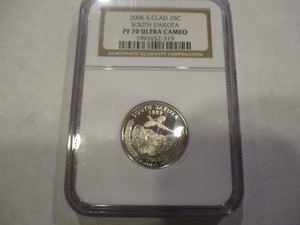 2006-S Clad 25c South Dakota State Quarter NGC Graded PF70 Ultra Cameo - Perfect Coin