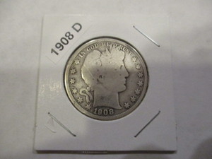 1908-D Barber Silver Half Dollar