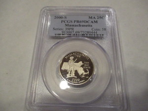 2000-S MA 25c Massachusetts State Quarter PCGS Graded PR69 DCAM