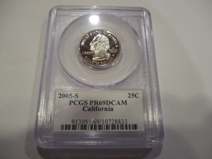 2005-S 25c California State Quarter PCGS Graded PR69DCAM Certification