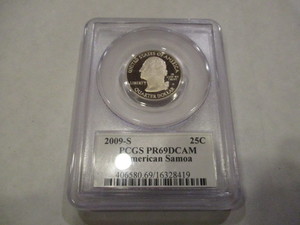 2009-S 25c American Samoa Territories Quarter PCGS PR69 DCAM Certification