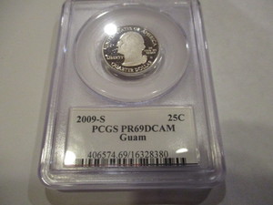 2009-S 25c Guam Territories Quarter PCGS PR69 DCAM Certification